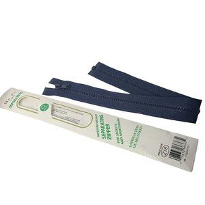 Vintage Coats & Clark Separating Jacket Zipper Navy Blue 14" Molded Plastic